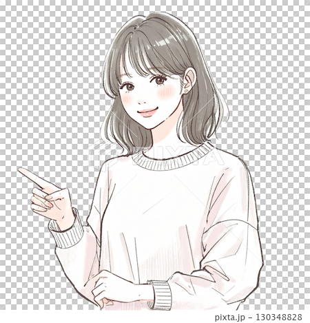 水彩画・手描き風の女性・女の子のイラスト素材 水彩画・手描き風の女性・女の子のイラスト素材 130348828