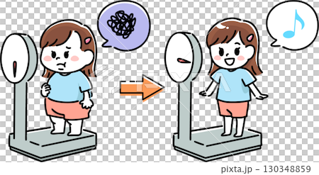 A girl who is happy to have succeeded in dieting 130348859