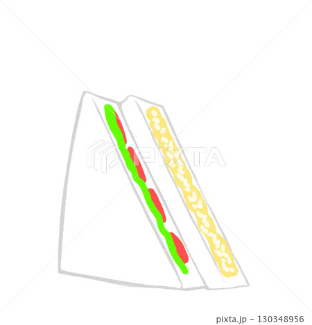サンドイッチ　たまご　食べ物　シンプル 130348956