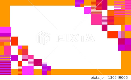 幾何学模様　フレーム　ホワイトスペース　四角形　ボーダー　オレンジ色 130349006