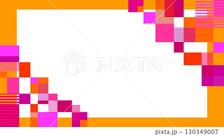 幾何学模様　フレーム　ホワイトスペース　四角形　ボーダー　オレンジ色 130349007