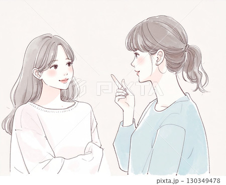 水彩画・手描き風のランニングをする女性・女の子のイラスト素材 130349478