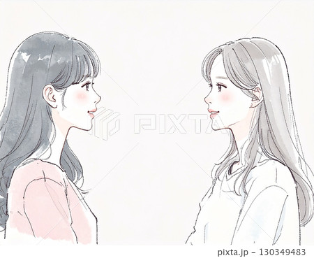 水彩画・手描き風のランニングをする女性・女の子のイラスト素材 130349483