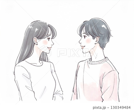 水彩画・手描き風のランニングをする女性・女の子のイラスト素材 130349484