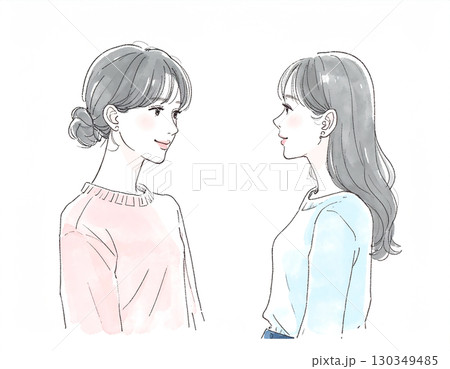 水彩画・手描き風のランニングをする女性・女の子のイラスト素材 130349485