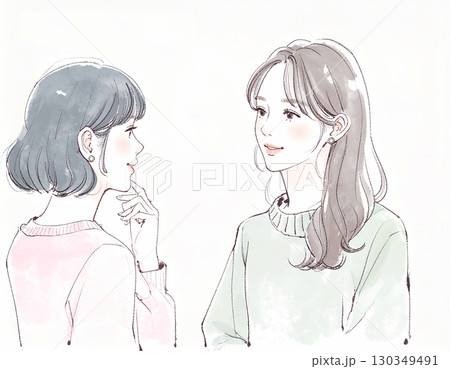 水彩画・手描き風のランニングをする女性・女の子のイラスト素材 130349491