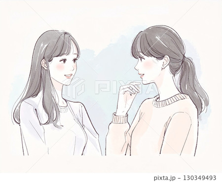 水彩画・手描き風のランニングをする女性・女の子のイラスト素材 130349493