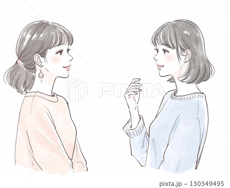 水彩画・手描き風のランニングをする女性・女の子のイラスト素材 130349495