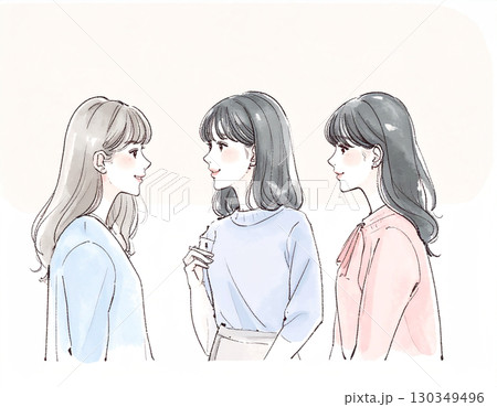 水彩画・手描き風のランニングをする女性・女の子のイラスト素材 130349496