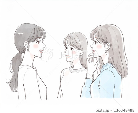 水彩画・手描き風のランニングをする女性・女の子のイラスト素材 水彩画・手描き風のランニングをする女性・女の子のイラスト素材 130349499