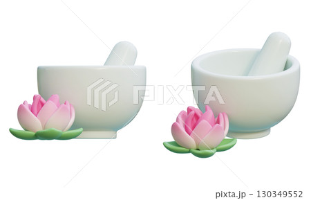 bowl with lotus flowers SPA Icon 3D Graphic 130349552