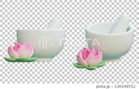 bowl with lotus flowers SPA Icon 3D Graphic 130349552