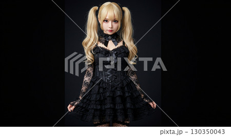 夜の街を歩くゴシック女性生成AI画像 夜の街を歩くゴシック女性生成AI画像 130350043