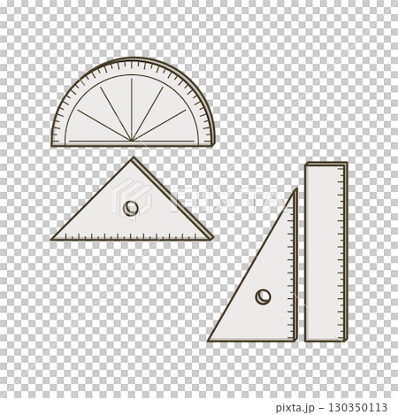 Protractor and set square, ruler 130350113