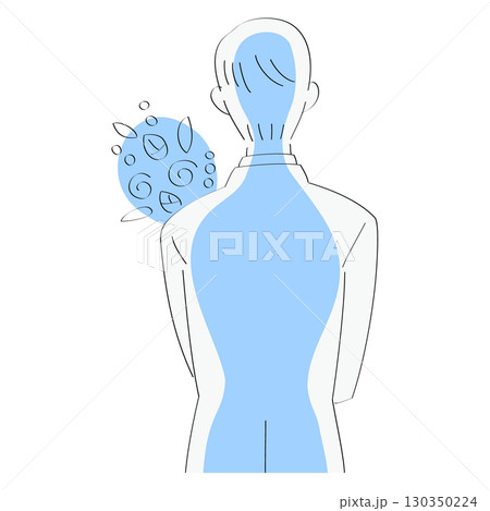 花束を抱えている男性の後ろ姿のイラスト 花束を抱えている男性の後ろ姿のイラスト 130350224