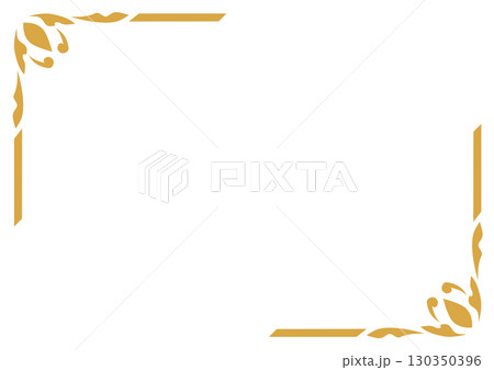 An elegant and classic corner frame featuring a beautiful golden floral design inspired by traditional Thai art 130350396