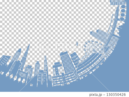 街並みのシルエットイラスト. 大都市のイメージイラスト. 130350426