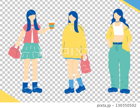 お出かけを楽しむおしゃれな女子 130350502