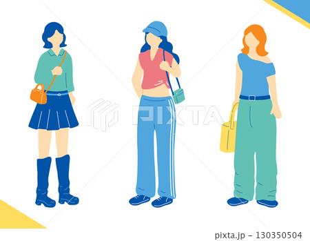 ショッピングを楽しむおしゃれな女子 ショッピングを楽しむおしゃれな女子 130350504