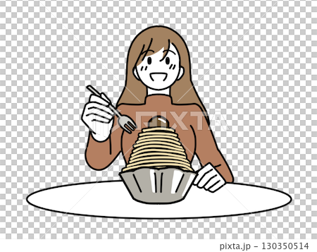 A woman about to eat Mont Blanc 130350514