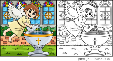 Baptism Angel Pouring Holy Water Illustration Baptism Angel Pouring Holy Water Illustration 130350550
