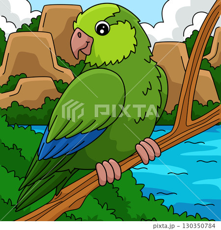 Bird Parrotlet Colored Cartoon Illustration Bird Parrotlet Colored Cartoon Illustration 130350784