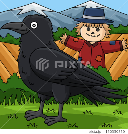 Bird Crow Animal Colored Cartoon Illustration 130350850