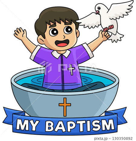 Baptism Baby Boy on Baptismal Font Cartoon Clipart Baptism Baby Boy on Baptismal Font Cartoon Clipart 130350892