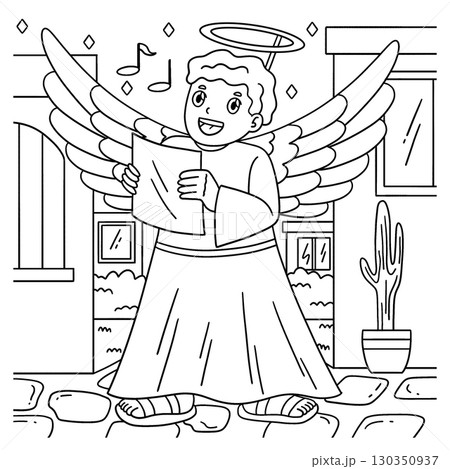 Las Posadas Boy Dressed as an Angel Coloring Page  130350937