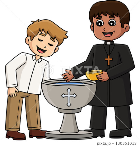 Baptism Boy and Priest Cartoon Colored Clipart Baptism Boy and Priest Cartoon Colored Clipart 130351015