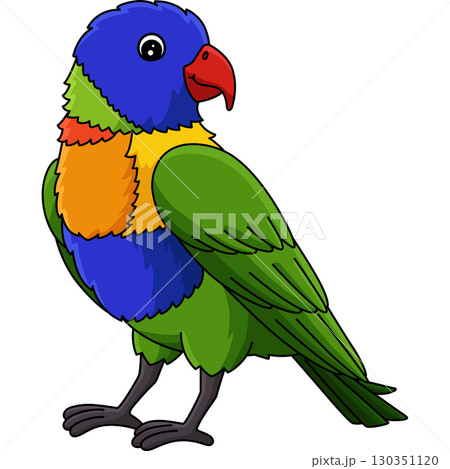Bird Loriini Cartoon Colored Clipart Illustration  130351120