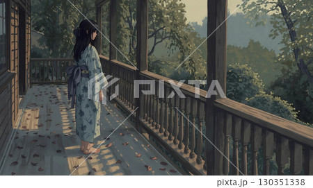 たたずむ浴衣の女の子 130351338