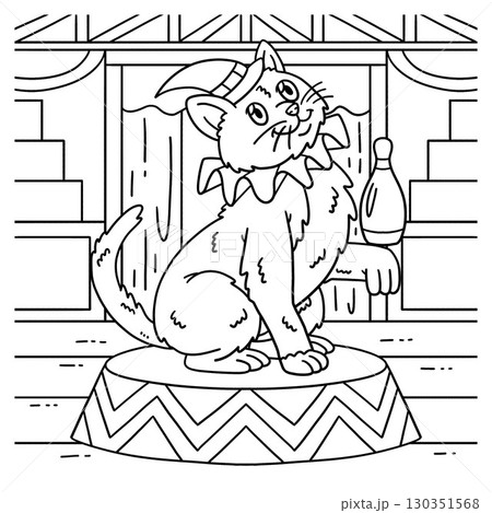 Circus Animal Cat Sitting on Podium Coloring Page Circus Animal Cat Sitting on Podium Coloring Page 130351568