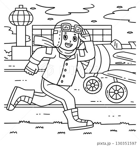 Male Pilot Wearing Goggles Coloring Page for Kids Male Pilot Wearing Goggles Coloring Page for Kids 130351597