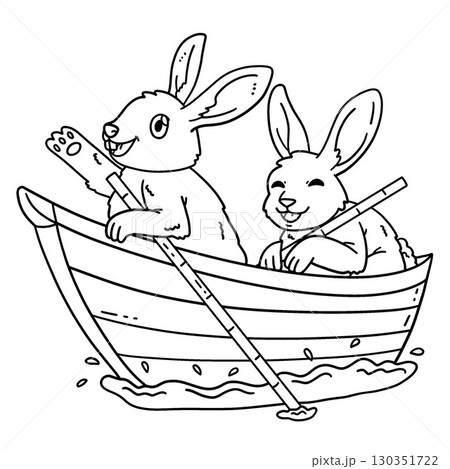 Mid Autumn Festival Rabbits on a Boat Isolated Mid Autumn Festival Rabbits on a Boat Isolated 130351722