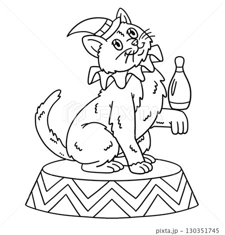 Circus Animal Cat Sitting on Podium Isolated Circus Animal Cat Sitting on Podium Isolated 130351745