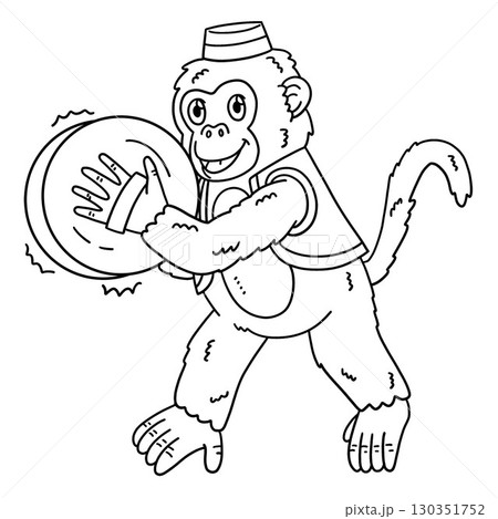 Circus Animal Monkey Playing Cymbals Isolated Circus Animal Monkey Playing Cymbals Isolated 130351752
