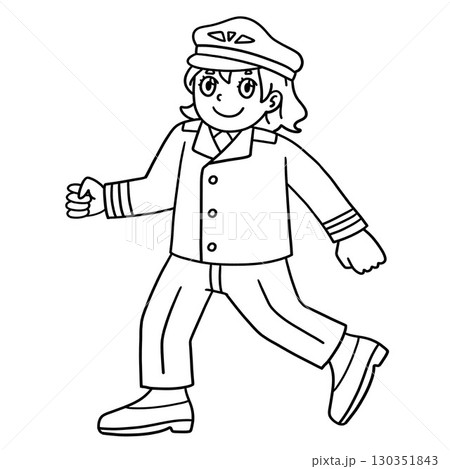 Female Pilot Running towards the Plane Isolated  130351843