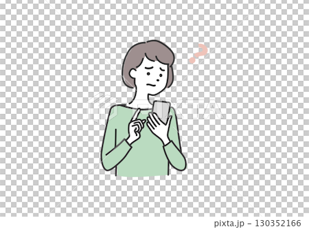 スマホを見る女性 ネット 手続き 困るのイラスト素材 130352166