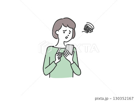 スマホを見る女性 ネット 手続き 悩むのイラスト素材 スマホを見る女性 ネット 手続き 悩むのイラスト素材 130352167