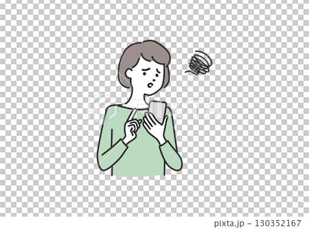 スマホを見る女性 ネット 手続き 悩むのイラスト素材 スマホを見る女性 ネット 手続き 悩むのイラスト素材 130352167