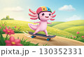スケボーをしている可愛いウーパールーパー 130352331