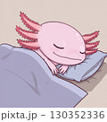 布団で眠っているウーパールーパー 130352336
