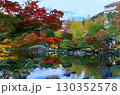 水面に映る紅葉と日本庭園の秋景色 130352578
