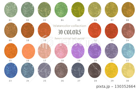 秋をイメージしたクレヨンタッチの水彩カラー30色コレクション（スウォッチ登録あり） 130352664
