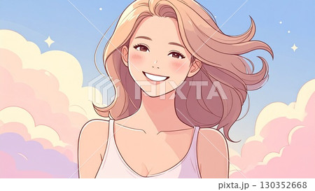 美容 女性 イラスト 背景素材 16:9サイズ AI生成素材 130352668