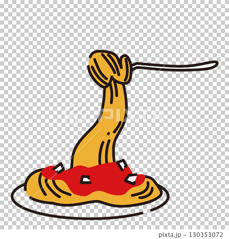 ミートソースパスタのイラスト ミートソースパスタのイラスト 130353072