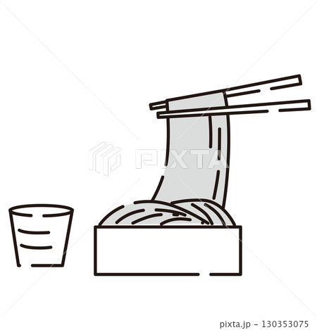 シンプルでかわいいざる蕎麦のイラスト 130353075