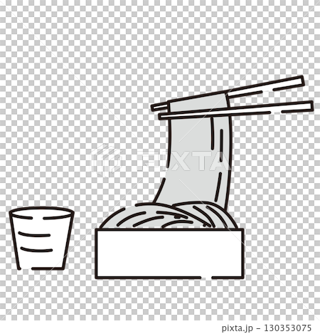 シンプルでかわいいざる蕎麦のイラスト 130353075