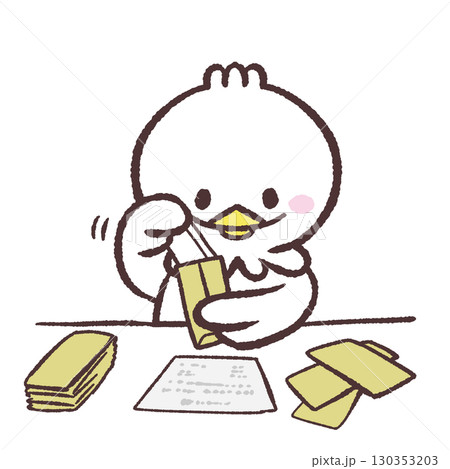 封入作業する白い鳥のイラスト 130353203